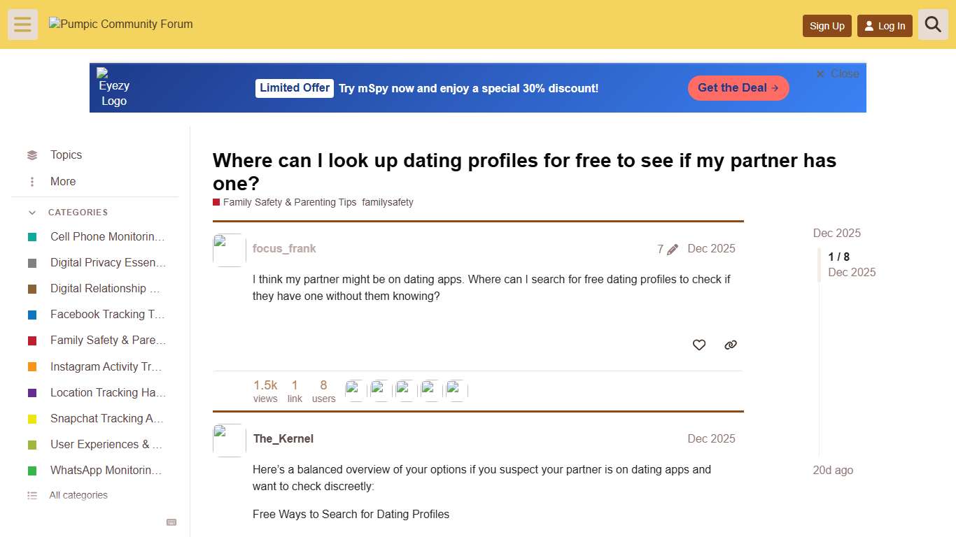 Where can I look up dating profiles for free to see if my partner has one? - Pumpic Community Forum